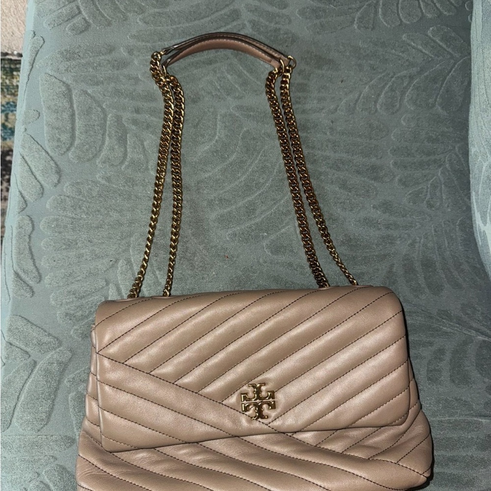 Tory Burch Tan Gold Quilted Shoulder Bag